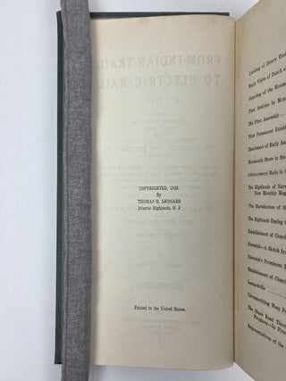 FROM INDIAN TRAIL TO ELECTRIC RAIL: HISTORY OF THE HIGHLANDS, SANDY HOOK AND ORIGINAL PORTLAND POYNT ONE OF THE FIRST THREE SETTLEMENTS OF NEW JERSEY; COMPRISING THE PRESENT TOWNS OF ATLANTIC HIGHLANDS, SANDY HOOK AND FORT HANCOCK, THE HIGHLANDS, LOCUST POINT, NAVESINK, LEONARDVILLE, CHAPEL HILL, LEONARDO, LENISON, BELFORD, PORT MONMOUTH, NEW MONMOUTH, KEANESBURG AND UNION; MONMOUTH COUNTY, NEW JERSEY: FROM LANDING OF HENRY HUDSON IN 1609 AND FIRST SETTLEMENT IN 1664 TO PRESENT TIME, 1909