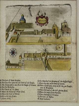 1407612 GEORGE SANDY 17TH CENTURY ENGRAVED MAP OF VIA DOLOROSA JERUSALEM. George Sandy