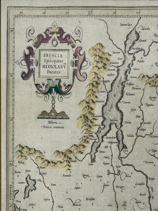 ORIGINAL 17th CENTURY HAND-COLORED MAP OF BRESCIA & THE DUCHY OF MILAN