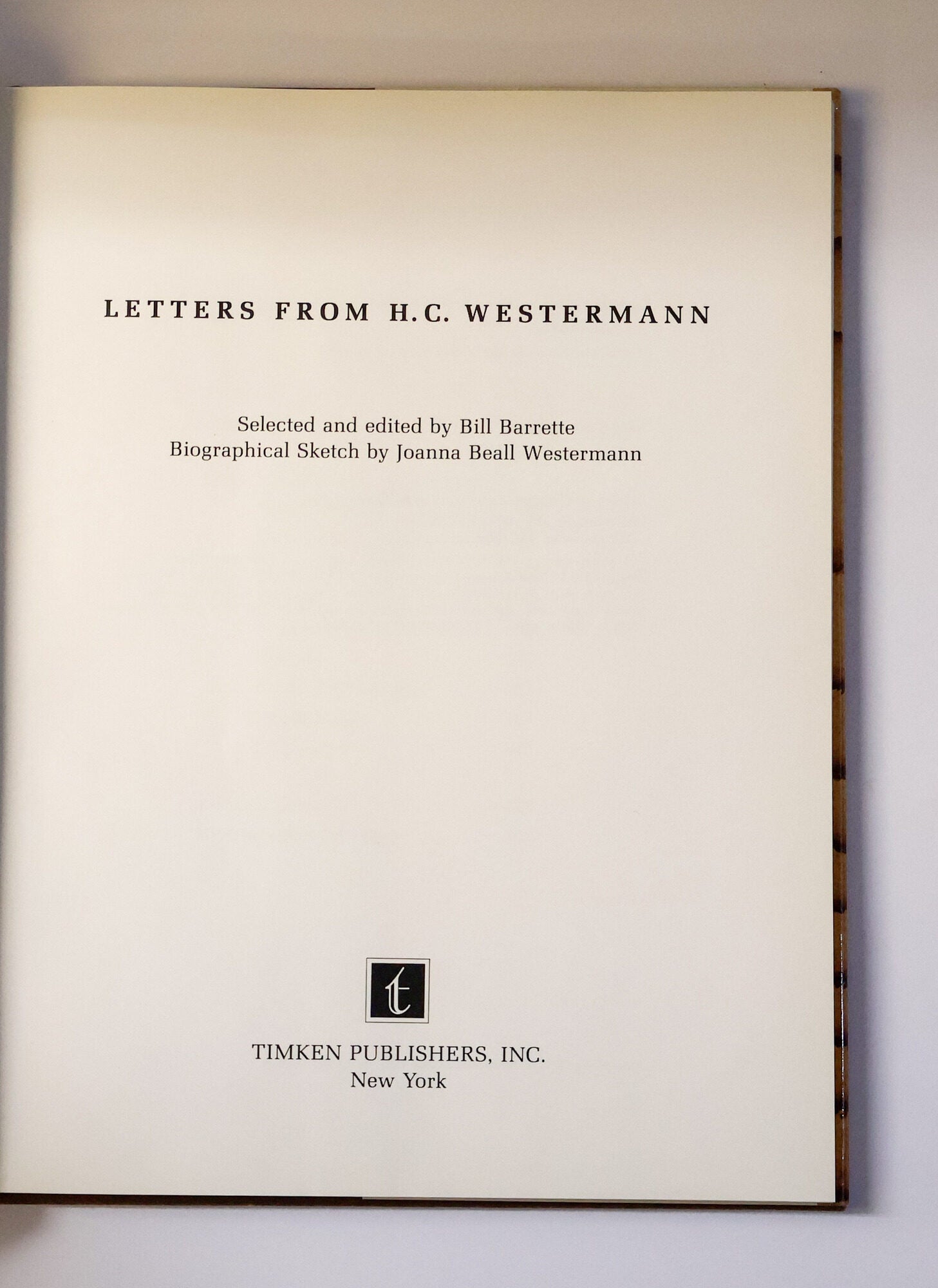 LETTERS FROM H. C. WESTERMANN | H. C. Westermann, Bill Barrette