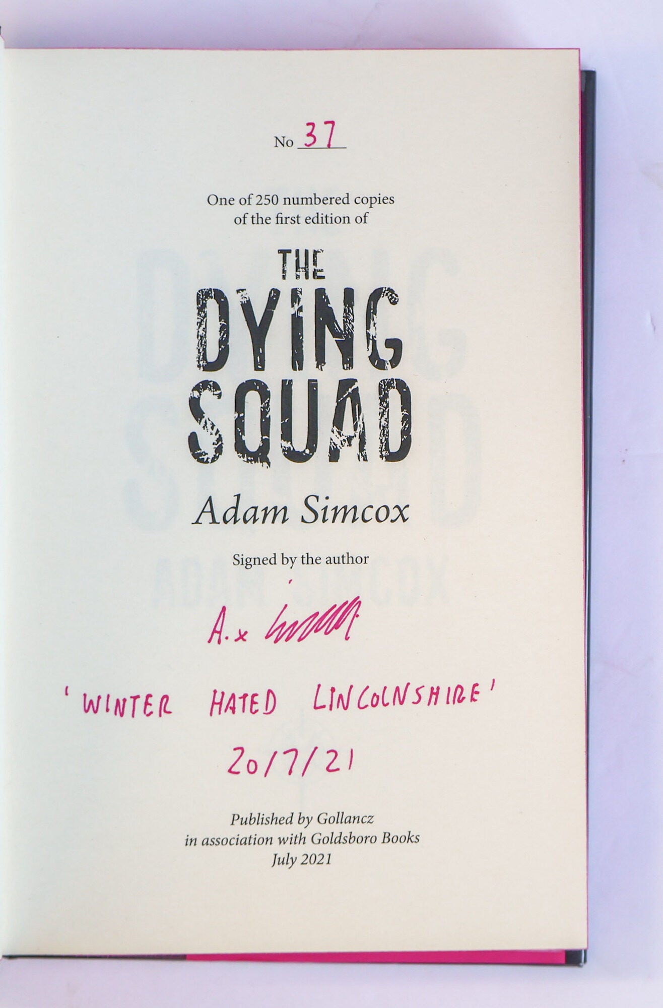THE DYING SQUAD Signed | Adam Simcox | First Limited Edition #37/250 ...
