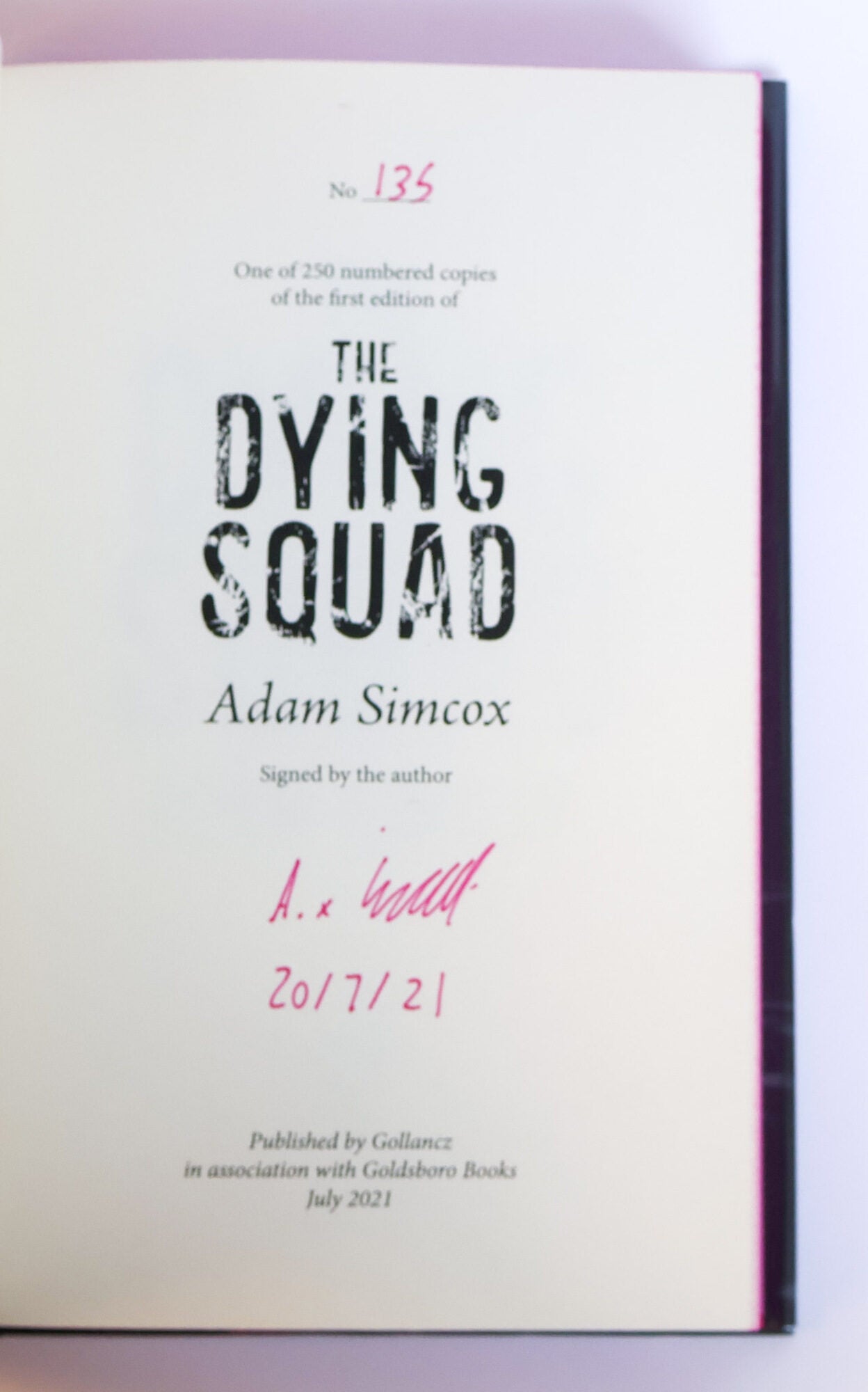 THE DYING SQUAD Signed | Adam Simcox | First Limited Edition #135/250 ...