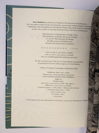 PHYSICS ENVY: AMERICAN POETRY AND SCIENCE IN THE COLD WAR AND AFTER
