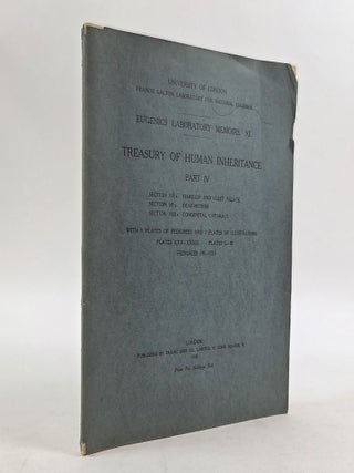 1409709 EUGENICS LABORATORY MEMOIRS XI; TREASURY OF HUMAN INHERITANCE PART IV. Karl Pearson