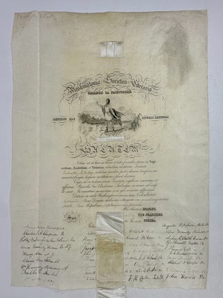 ORIGINAL 19th CENTURY "WASHINGTONIAN SOCIETY" CERTIFICATE