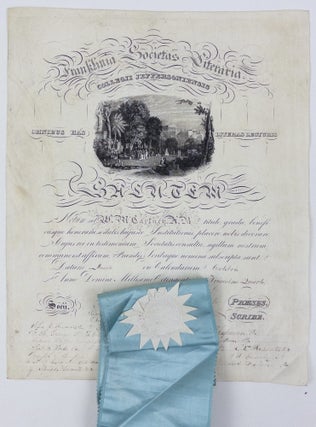 1410201 1834 JEFFERSON COLLEGE "FRANKLIN LITERARY SOCIETY" MEMBERSHIP CERTIFICATE...