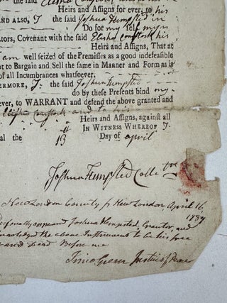 1787 NEW LONDON COUNTY, CONNECTICUT LAND DEED [Signed]