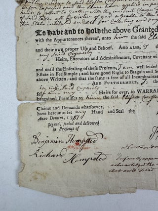 1787 NEW LONDON COUNTY, CONNECTICUT LAND DEED [Signed]