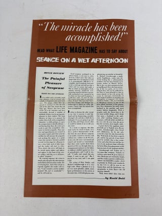 ORIGINAL "SEANCE ON A WET AFTERNOON" MOVIE STILLS AND PROMOTIONAL EPHEMERA