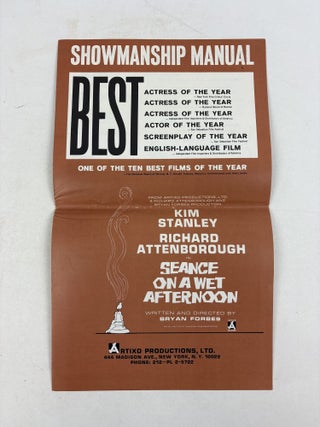 ORIGINAL "SEANCE ON A WET AFTERNOON" MOVIE STILLS AND PROMOTIONAL EPHEMERA