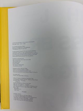 JOHN BALDESSARI CATALOGUE RAISONN&Eacute; [Volume Two: 1975&ndash;1986]
