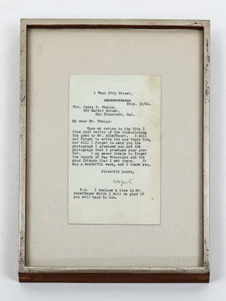 1411602 W. B. YEATS | FRAMED TLS TO JAMES D. PHELAN. William Butler Yeats