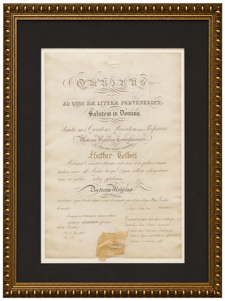 1411702 DOCTOR OF MEDICINE DIPLOMA ISSUED TO FLETCHER TALBOT FROM TRANSYLVANIA UNIVERSITY SIGNED...