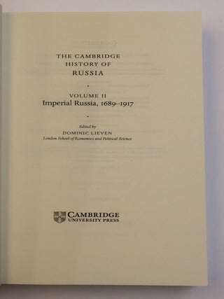 THE CAMBRIDGE HISTORY OF RUSSIA: VOLUME II IMPERIAL RUSSIA, 1689-1917