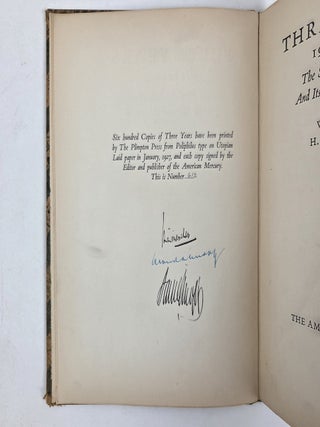THREE YEARS 1924 TO 1927 THE STORY OF A NEW IDEA AND ITS SUCCESSFUL ADAPTATION [Signed]