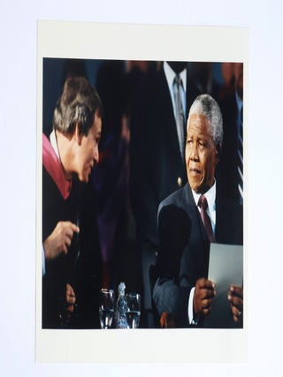 1412823 NELSON MANDELA AND NEIL RUDENSTINE PHOTOGRAPH [Signed by Mandela