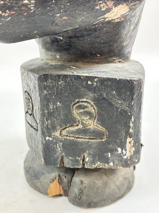 PAINTED WOOD FEMALE FIGURE WITH MOVABLE ARMS, IBIBIO OF NIGERIA