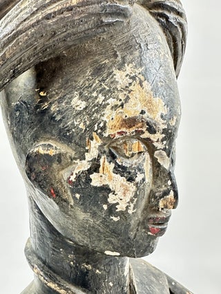 PAINTED WOOD FEMALE FIGURE WITH MOVABLE ARMS, IBIBIO OF NIGERIA