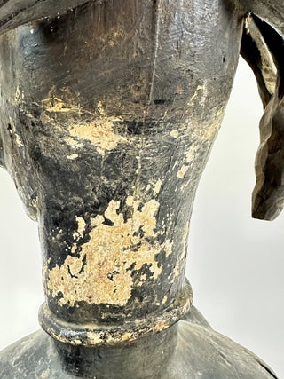 PAINTED WOOD FEMALE FIGURE WITH MOVABLE ARMS, IBIBIO OF NIGERIA