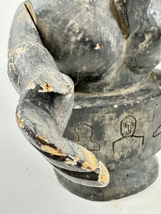PAINTED WOOD FEMALE FIGURE WITH MOVABLE ARMS, IBIBIO OF NIGERIA