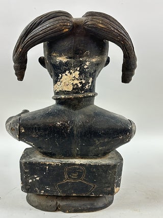 PAINTED WOOD FEMALE FIGURE WITH MOVABLE ARMS, IBIBIO OF NIGERIA