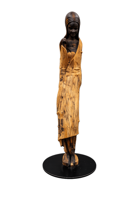 1413466 CARVED SCULPTURE OF SHROUDED WOMAN, WEST AFRICA