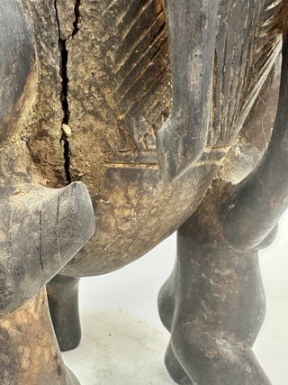 DOGON FIGURATIVE WOODEN BOWL WITH THREE FIGURES, MALI