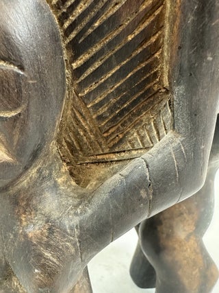 DOGON FIGURATIVE WOODEN BOWL WITH THREE FIGURES, MALI