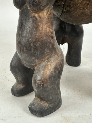 DOGON FIGURATIVE WOODEN BOWL WITH THREE FIGURES, MALI