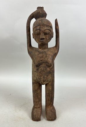 1413512 LUBA CARVED WOOD FEMALE BOWL-BEARING FIGURE, DEMOCRATIC REPUBLIC OF THE CONGO