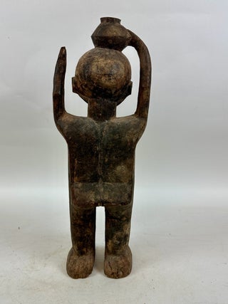 LUBA CARVED WOOD FEMALE BOWL-BEARING FIGURE, DEMOCRATIC REPUBLIC OF THE CONGO