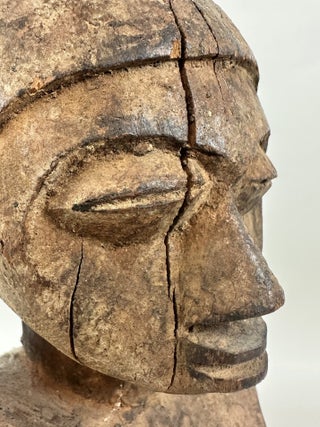 LUBA CARVED WOOD FEMALE BOWL-BEARING FIGURE, DEMOCRATIC REPUBLIC OF THE CONGO