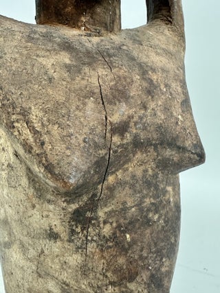 LUBA CARVED WOOD FEMALE BOWL-BEARING FIGURE, DEMOCRATIC REPUBLIC OF THE CONGO