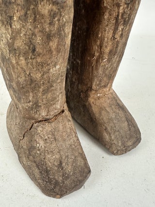 LUBA CARVED WOOD FEMALE BOWL-BEARING FIGURE, DEMOCRATIC REPUBLIC OF THE CONGO