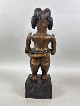 NIGERIAN PAINTED WOOD FEMALE FIGURE WITH MOVABLE ARMS