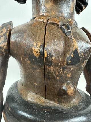 NIGERIAN PAINTED WOOD FEMALE FIGURE WITH MOVABLE ARMS