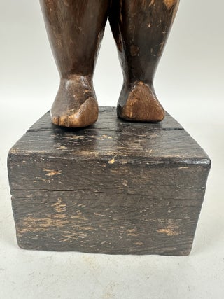 NIGERIAN PAINTED WOOD FEMALE FIGURE WITH MOVABLE ARMS