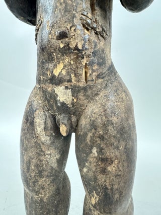 BAULE WOODEN MALE FIGURE HOLDING A BOWL, IVORY COAST