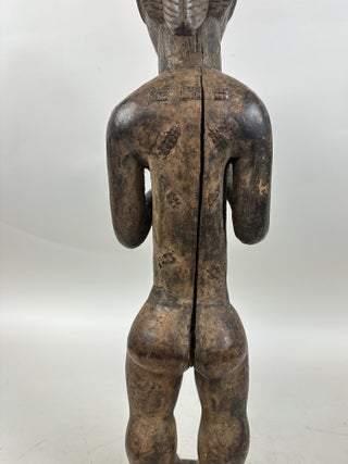BAULE WOODEN MALE FIGURE HOLDING A BOWL, IVORY COAST