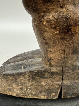 BAULE WOODEN MALE FIGURE HOLDING A BOWL, IVORY COAST