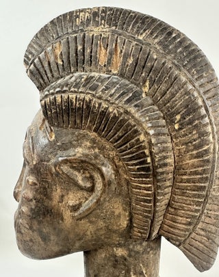 BAULE WOODEN MALE FIGURE HOLDING A BOWL, IVORY COAST