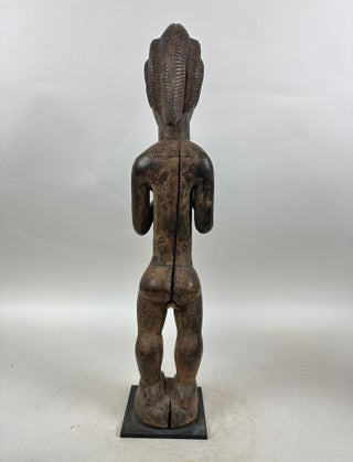 BAULE WOODEN MALE FIGURE HOLDING A BOWL, IVORY COAST