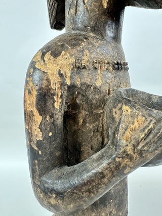 BAULE WOODEN MALE FIGURE HOLDING A BOWL, IVORY COAST