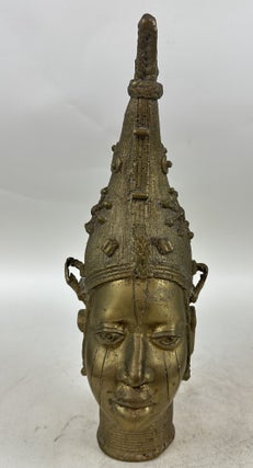 1413518 BENIN CAST BRASS HEAD OF QUEEN MOTHER IDIA, NIGERIA