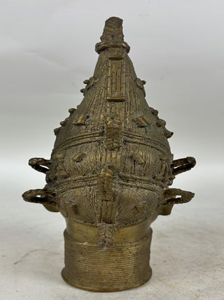 BENIN CAST BRASS HEAD OF QUEEN MOTHER IDIA, NIGERIA