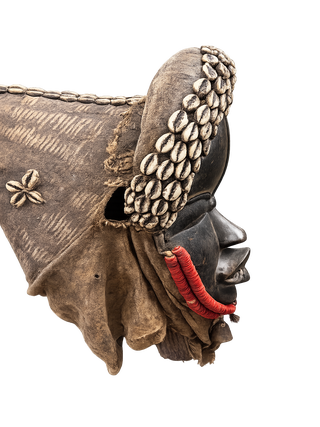 COWRIE-ADORNED HELMET HEADDRESS, DAN OF IVORY COAST