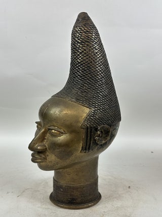 CAST BRASS HEAD OF QUEEN MOTHER IYOBE IFE YORUBA, NIGERIA