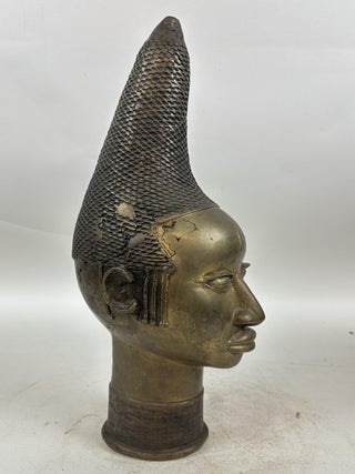 CAST BRASS HEAD OF QUEEN MOTHER IYOBE IFE YORUBA, NIGERIA