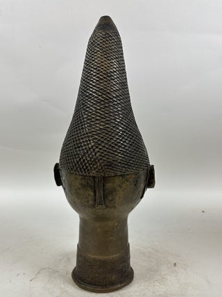 CAST BRASS HEAD OF QUEEN MOTHER IYOBE IFE YORUBA, NIGERIA