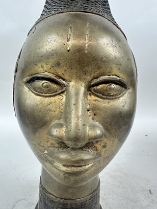 CAST BRASS HEAD OF QUEEN MOTHER IYOBE IFE YORUBA, NIGERIA